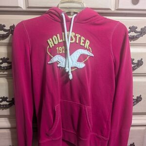 Hollister Hot Pink Crewneck Hoodie with White Logo